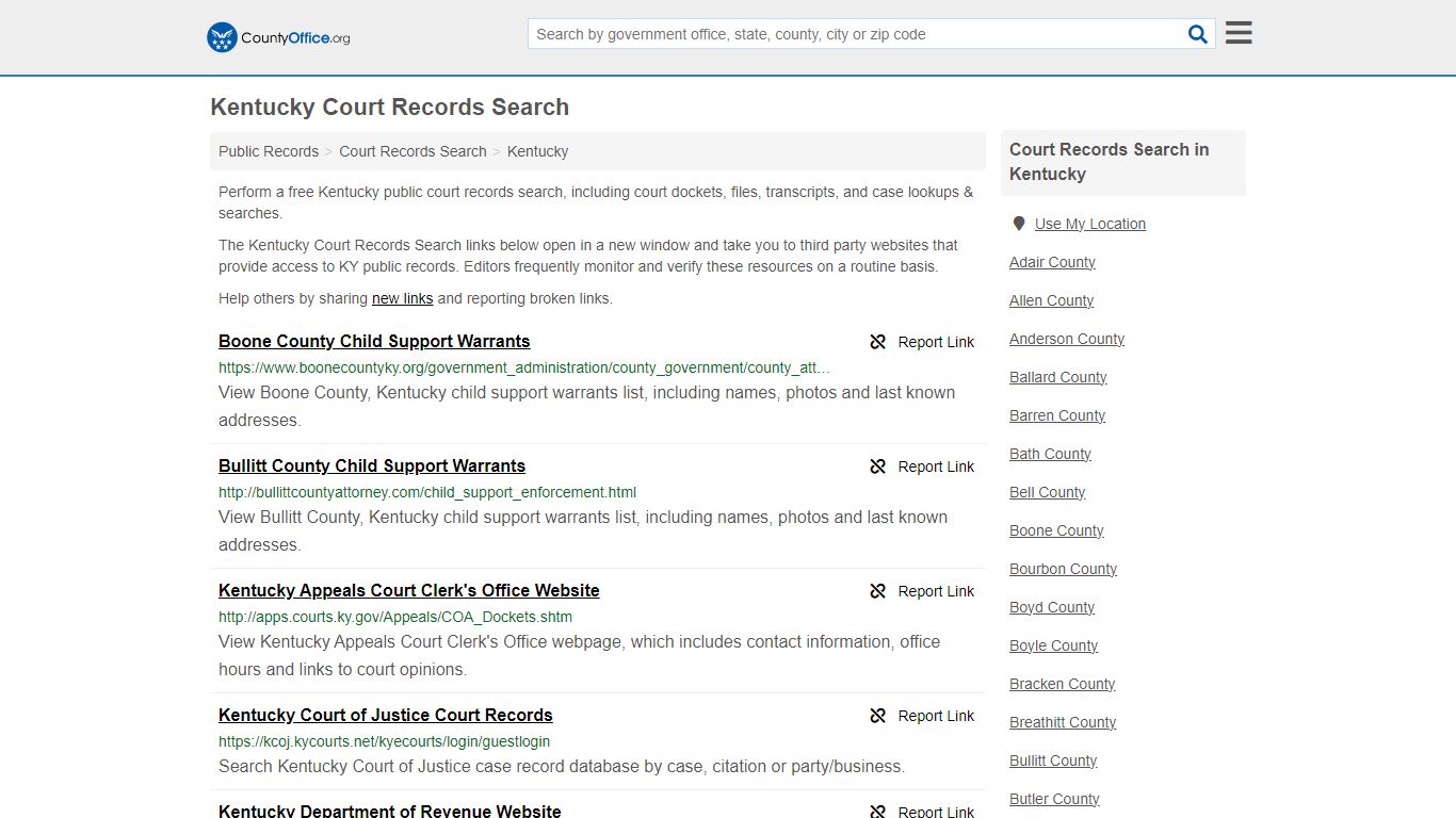 Court Records Search - Kentucky (Adoptions, Criminal, Child Support ...